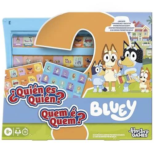 Juego para niños ¿Quién es quién? edición Bluey, Juegos de Mesa Familiares y de Viaje, 6+ - Versión en español - portugués