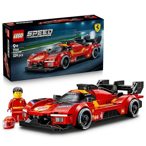 LEGO Speed Champions Ferrari 499P Coche de Carreras de Juguete - Kit de Maquetas con Minifigura de Piloto Coleccionable - Merchandising Deportivo - Regalo para Niños de 9+ Años y Fans - 77261