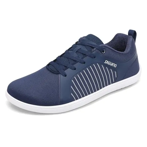 SAGUARO Zapatillas Barefoot Hombre – Zapatos Minimalista Antideslizante – Zapatillas Casual Barefoot Shoes con Puntera Ancha, Suela de Goma para Uso Diario en Ciudad,Paseos,Escuela y Viaje Azul,Gr.46