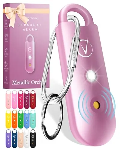 Vantamo Alarma Personal para Mujeres 130dB con Doble Altavoz, Luz Estroboscópica Potente e Indicador De Batería Baja, Llaveros Dispositivo de Autodefensa Personal Compacto