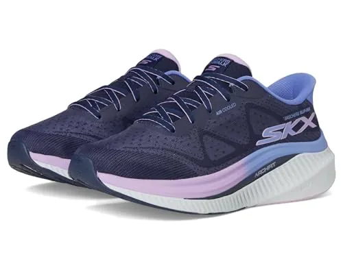 Skechers Mujer Go Walk Max Cushioning Arch Fit Areena Slip-In ENTRENADOR, Navy Textile/Lavender Trim, 37 EU