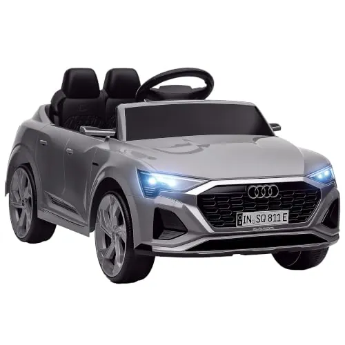 AIYAPLAY Coche Eléctrico para Niños Audi Q8 Etron Sportback 12V Gris | +3 Años, Carro Eléctrico Infantil, Mando a Distancia, Ruedas con Suspensión de Muelles, Faros, Bocina y Música