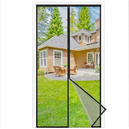 NUEVA Mosquitera Puerta Magnética 100x200 cm, Mosquitera para Puerta con Imanes Potentes, Instalación Sin Taladro, Cierre Automático, Malla Transpirable y Antidesgarro, Negro
