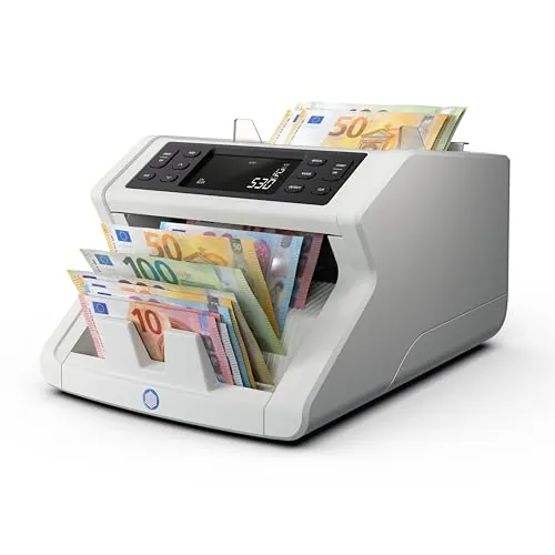Safescan 2265 Contadora de billetes, para billetes mezclados de libras y de euros, Contadora y detectora de billetes falsos en 5 puntos, Máquina para contar billetes clasificados de todas las divisas