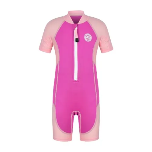 Shorty Traje de neopreno de 2 mm para niños, edades de 2 a 6 años, para clases de natación, buceo, surf y esnórquel, niños y niñas (rosa, 4)