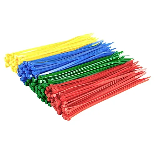 Gocableties - Bridas plastico multi para cables - Rojo, verde, amarillo, azul - 200 Piezas - 200 mm x 4,8 mm - Resistentes a los rayos