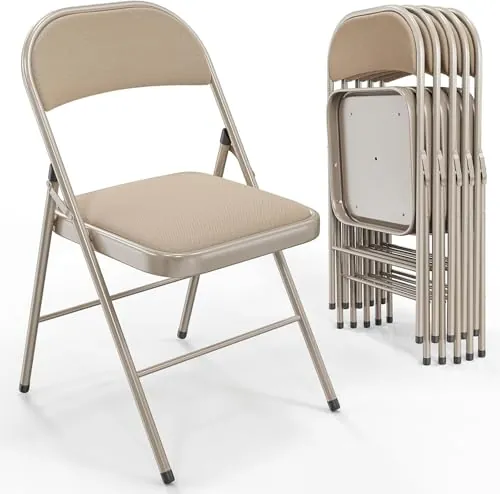 Asdsed Juego de 6 sillas Plegables, Acolchadas, premontadas, Capacidad de Carga de 204 kg, sillas Plegables de Metal para Interiores y Exteriores, Eventos, Oficina, jardín, Dormitorio