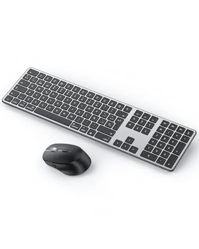 OMOTON Teclado y Ratón Bluetooth Tamaño Completo para Mac, Negro
