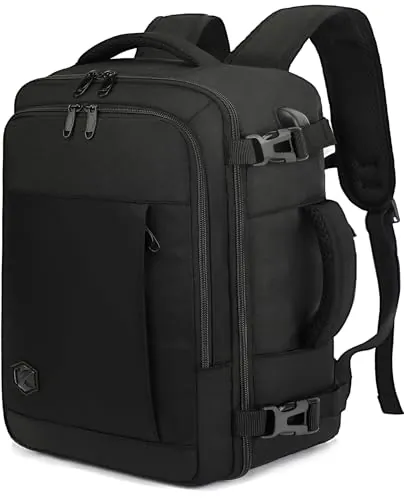 VANKEV Mochila Viaje Cabina Avion 40x30x20 para Vueling Ryanair EasyJet Eurowings Wizz Air 24L Equipaje de Mano Bolso de Viaje de Cabina para Portatil de 15.6 Pulgadas,NEGRO