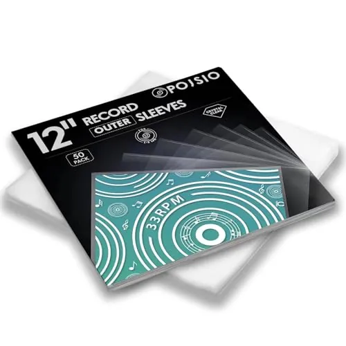 POJSIO 50 x Fundas Vinilos LP Exteriores 12 Pulgadas,Funda Vinilos Discos