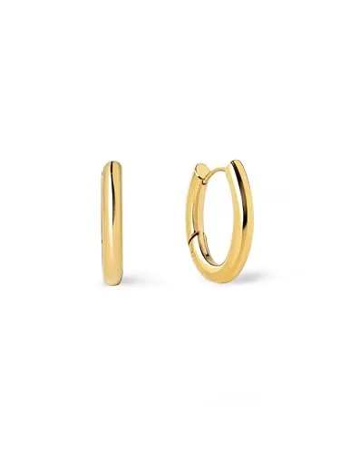 SINGULARU - Pendientes Samba. Acero con Acabado en Baño Oro de 18Kt. Estilo Minimalistas de Aro con Cierre Congo/Click. Joyas para Mujer