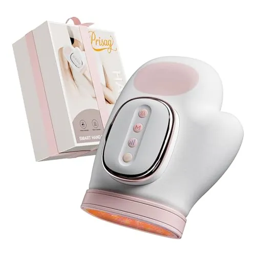 Prisag Masajeador De Manos Rosa, Calor, Compresión, 3ModosY5 Niveles