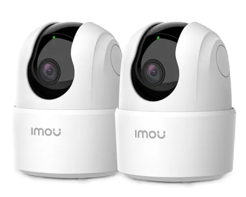 Imou Camara Vigilancia 3MP Ranger 2C(Pack-2), Detección de Humano, Cámara de Vigilancia WiFi Interior 360° con Sirena, Audio Bidireccional, Compatible con Alexa para Bebé/Mascotas