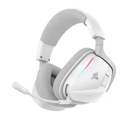 Corsair Void v2 Auriculares Inalámbricos para Juegos con Bluetooth para PC, PS5, PS4, Switch y Móvil – Dolby Atmos, Batería de 70 Horas, Inalámbrica de Doble Banda, Carga Rápida – Blanco