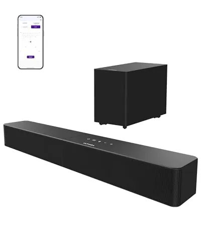 ULTIMEA Barra de Sonido 2.1 con Subwoofer Inalámbrico, Control por App, VoiceMX y BassMX, 240W Potencia Máxima para Smart TV, Graves Ajustables, HDMI, Óptico, Bluetooth 6.0, Poseidon M30(Modelo 2026)