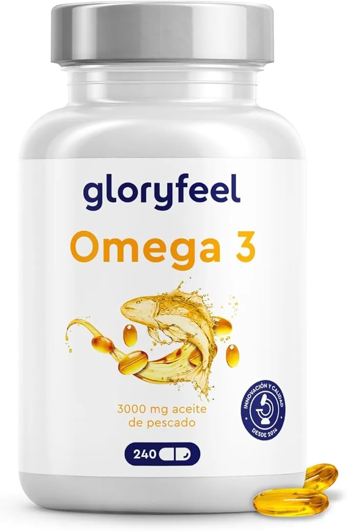 Omega 3 Cápsulas Alta Dosis - 3000mg de aceite de pescado (en forma de triglicéridos) - 240 cápsulas con vitamina E (antioxidante) Suplementación ideal de EPA & DHA - Aceite de pescado Omega3