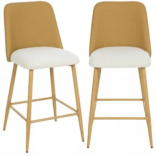 HOMCOM Juego de 2 Taburetes de Bar con Respaldo, Reposapiés Marrón