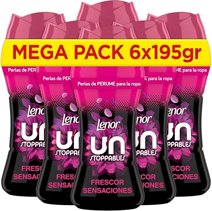 Lenor UNstoppables Perlas de Perfume para la Ropa, 96 Lavados (6 x 195g), Suavizante con Fragancia Frescor Sensaciones, Potenciador de Frescor