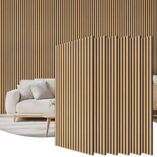 TONOR Paneles Acusticos Decorativos Madera, 120x60-4,32㎡, 6 Pack, Teca