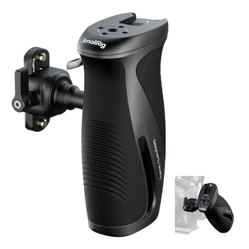 SMALLRIG Mango Lateral Giratorio con Botón - Pinza NATO para Mano Izquierda/Derecha, 360° Rotación con Goma Antideslizante, Carga Máx 15kg - 5160