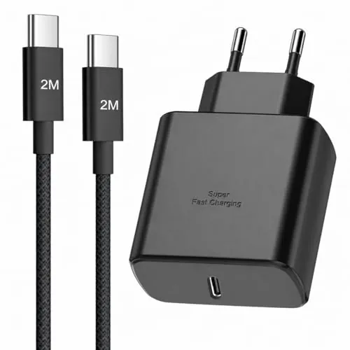 Cargador Rápido USB C 45W Bimker para Samsung Galaxy for Galaxy S26 Ultra/S26+/S26/S25 Ultra/S24/S23/S22/A53/,Fold/Flip5/6/7, Cargador para Samsung Carga Rapida con 2M Nylon Cable USB C Carga rapida