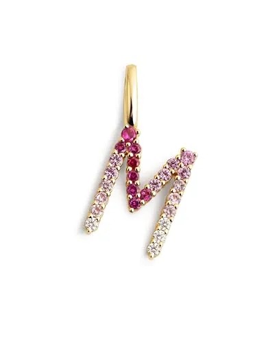 SINGULARU - Charm Letter Spark Sakura. Colgante en Plata de Ley con Acabado en Baño Oro de 18Kt y Circonitas Joyas Para Mujer. Letra M