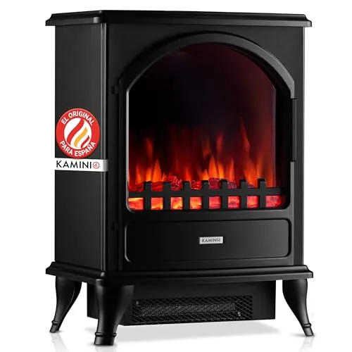 KAMINIO® Leni Chimenea eléctrica con Calefactor Negra [Estufa Decorativa]
