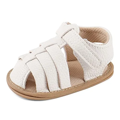 MASOCIO Sandalias Bebe Niña Niño Verano Cerrados Zapato Primeros Pasos Bebé Recién Nacido con Suela Goma Antideslizante Talla 19 6-12 Meses Blanco