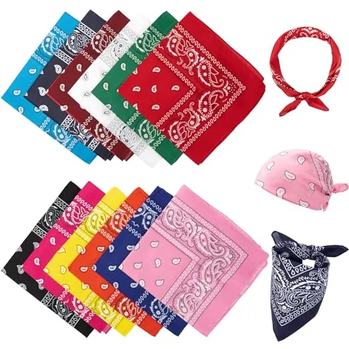 Vinuwu 12 Bandana, 50x50cm Paisle Pañuelos Cabeza mujer y Hombre, Nailon Colorido Mujer Cinta pelo Pañuelos Cabeza Turbante