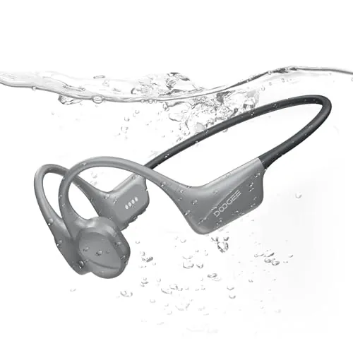 DOOGEEEco Auriculares de conducción ósea, Impermeables IP68 para natación, batería 10h, Bluetooth 5.4, Almacenamiento 32GB, Ideales para Ciclismo (Gray)