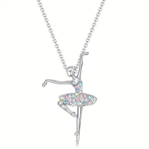 Visxcnu Bailando Bailarina Bailarina Ballet Colgante Collar Encanto Sorpresa Regalo de joyería, Collar de Niña Bailarina Colgante Bailarín de Ballet, Joyas Bailarina Regalo de Rendimiento