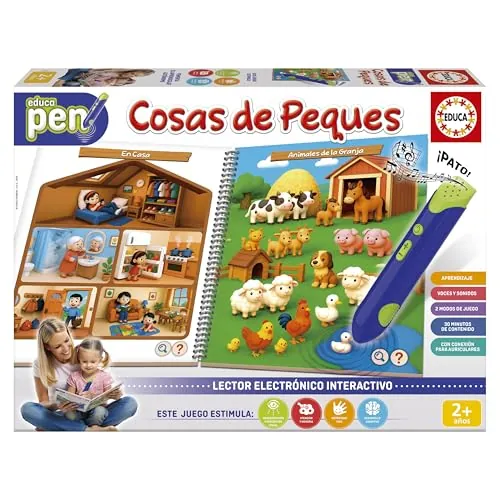 Educa - EducaPen Cosas de Peques | Juego Educativo Interactivo con Lápiz Óptico y Cuaderno de Actividades | Aprende Colores, Formas y Vocabulario | Niños 2 3 4 años (20321)