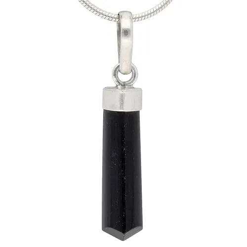Lebensquelle Plus Punta pulida de turmalina negra/Schörl de 2-3 cm | Elegante colgante de piedras preciosas | Tapa de plata de ley 925 + argolla