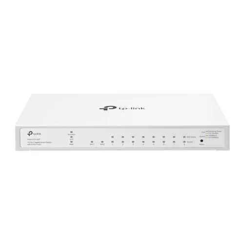 TP-Link Festa FS310GP, 10 Puertos con 8 Puertos PoE+, gestión Gratuita en la Nube, enrutamiento estático, VLAN, ACL e IGMP Snooping, Total 61 W PoE, Salida PoE de 30 W por Puerto, Interruptor PoE