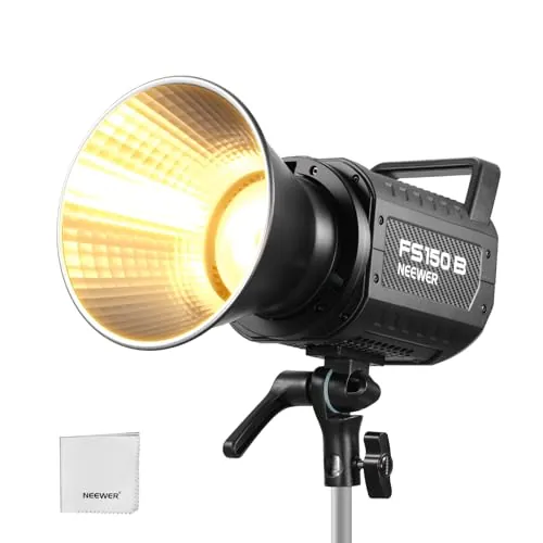NEEWER FS150B Luz LED Estudio Video 2,4G/App Control, 130W COB Bicolor Luz Continua con Paño Limpieza para Fotografía Video 4 Curvas Atenuación/2700K-6500K/CRI97+/Bowens Mount
