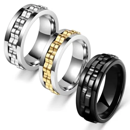 GXGM 3 anillos de ansiedad para Hombre/Mujer, anillo para adolescentes y niñas, anillos giratorios abiertos ajustables para Hombre/Mujer ansiosas, anillo ajustable para