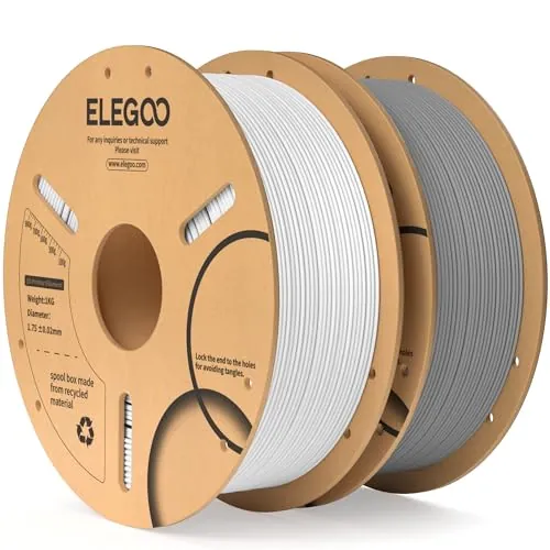 ELEGOO Filamento PLA 1.75 2KG Blanco y Gris
