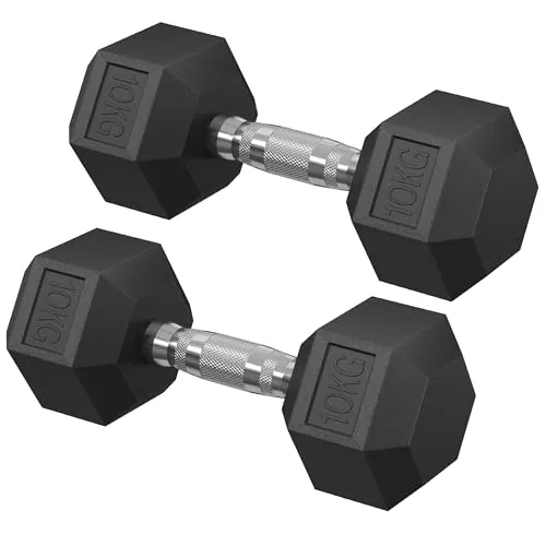 SONGMICS Hexagonal Dumbbell, Juego de 2 x10 kg Mancuernas