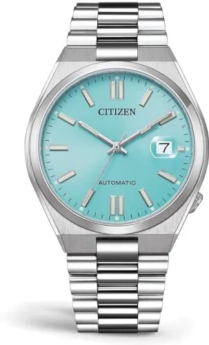 Citizen Reloj Analógico para Hombres de Automático con Correa en Acero Inoxidable NJ0151-88M, Azul Claro