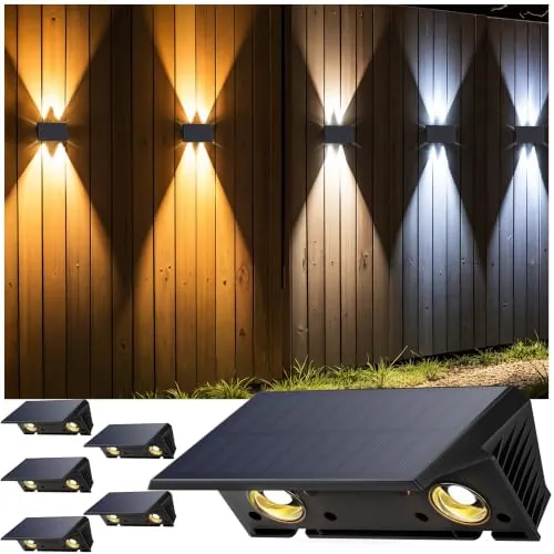 IIRARA Aplique Luz Solar Pared con 3 Modos (Ámbar Cálido/Blanco Neutro/Blanco Frío)｜Iluminación Ambiente para Fachada y Jardín｜Pack de 6