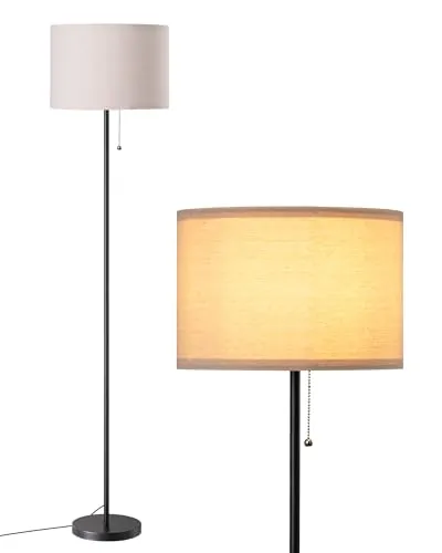 EDISHINE Lámpara de Pie Salón, Pantalla de Lino, 2700 K, Negro