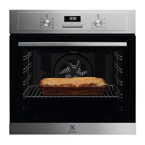 Electrolux Horno Multifunción EOH3H54X, 72 L, Función Grill, 7 Funciones, Cocción Multinivel, Limpieza AquaClean, Mandos Escamotables, Carriles Telescópicos, Inox Antihuellas, Fabricado en UE