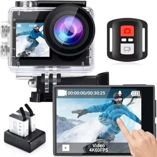 icefox Cámara Deportiva 4K 60FPS 20MP, Cámara Acuática Sumergible con EIS, Zoom 5X, Control Remoto WiFi, App para Editar Video y Fotos, Ideal para Ciclismo, Buceo y Natación