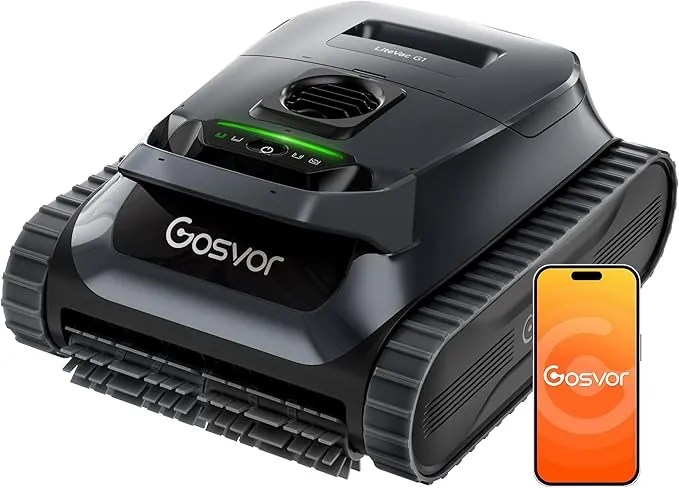 (Nuovo 2026) Gosvor Robot Piscina Limpiafondos y Paredes, Doble Filtración, Planificación Inteligente Rutas, 5 Modos, Control APP, 200Min Autonomía, Línea Agua y Zona Poco Profunda, Auto Parking, 200㎡