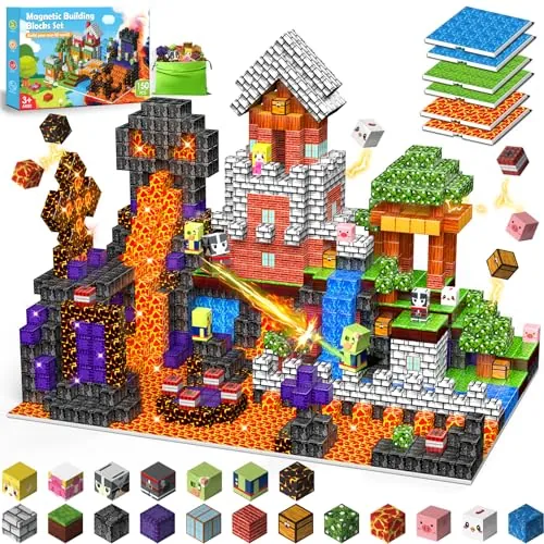 Wootoyz 150 Piezas Bloques Magneticos Construccion, Juguetes Niño Niña 3 4 5 6 Años Cubos Magneticos Blocks Regalo Niño 3-6 Años Juguetes sensoriales Stem Montessori