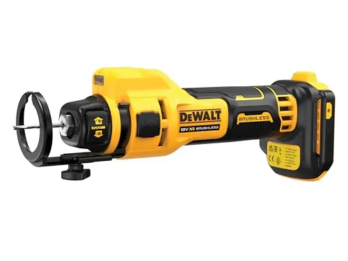 DEWALT DCE555N-XJ XR 18V Sierra de Corte, sin Escobillas para Panel Yeso, 26.000 RPM, Luz LED, Incluye Pinzas 3.2 mm y 6.4 mm