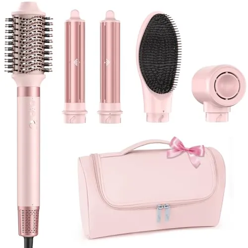 MESCOMB 5 en 1 Air Styler & Cepillo Secador de Pelo, Secado Rápido, Sin Daños por Calor, Sin Frizz par Volumisation para Todo Tipo de Cabello, Bolsa Organizadora de Regalo, Dar Regalos
