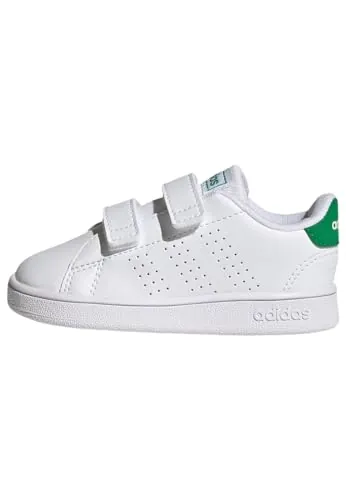 adidas Unisex bebé Advantage Lifestyle Court Two Hook-and-Loop Shoes, Cloud White / Green / Core Black, 24 EU