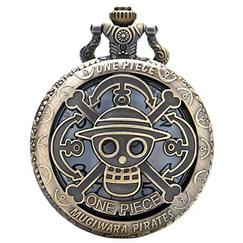 Una Pieza Cool Pirate Estilo Reloj De Bolsillo De Paja Caso Sombrero Collar De Cobre Moda Reloj para Niños Hombres Niños Regalos Una Pieza, Una Pieza