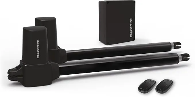 SCS Sentinel, MVE0116, Motorización 24V con Cilindros para Cancela batiente 4M/300kgs, 2 mandos a Distancia de 2 Canales, Compatible con Madera, Aluminio, Hierro, PVC Reforzado, SimplyOpen 1+